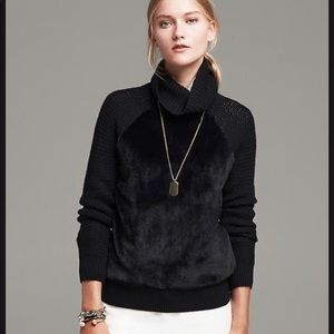 Banana Republic BR Monogram Faux-Fur Turtleneck